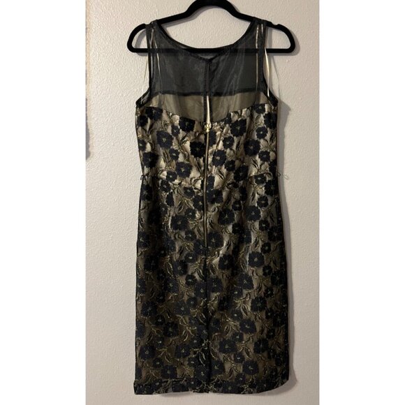 J Taylor Dress Black Gold 8 Lace Holiday Party Event Sheath Cruise Date Wedding - Picture 6 of 6